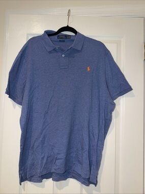 Polo by Ralph Lauren Heathered Blue Polo with Orange Pony